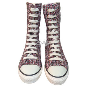 Converse 2006 Vintage XHI RARE Calf Extra High Pink Tweed Zip Sneaker Womens 5